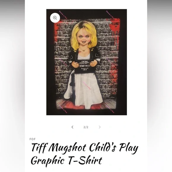 ‼️BLOWOUT SALE‼️5/$25 Black Tiffany Valentine Graphic T-Shirt - Picture 4 of 8